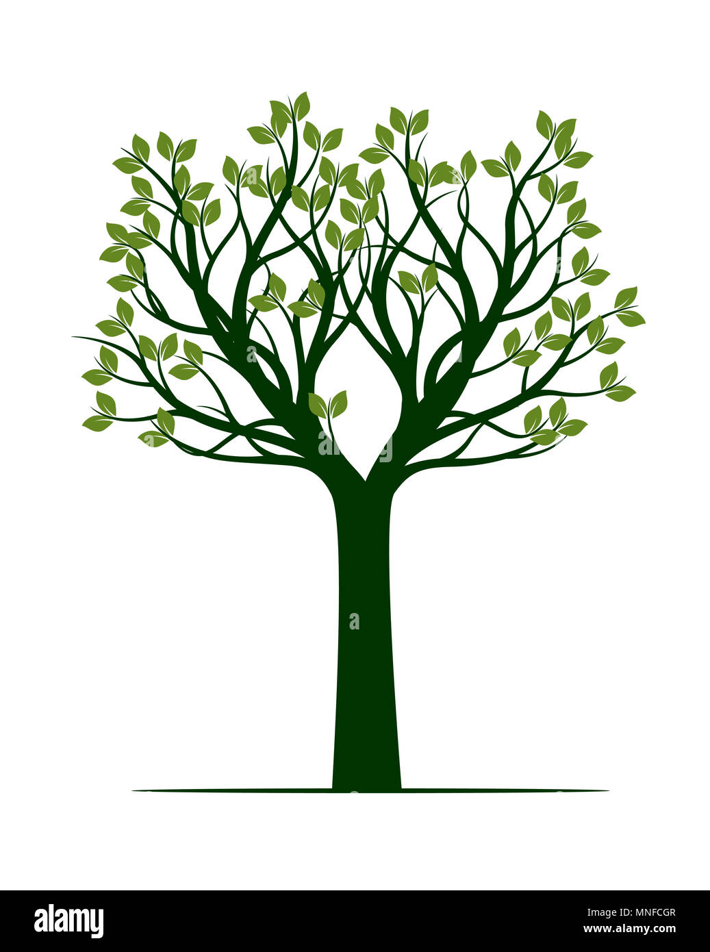 Grüner Baum mit Blättern. Vector Illustration und Grafik. Stockfoto
