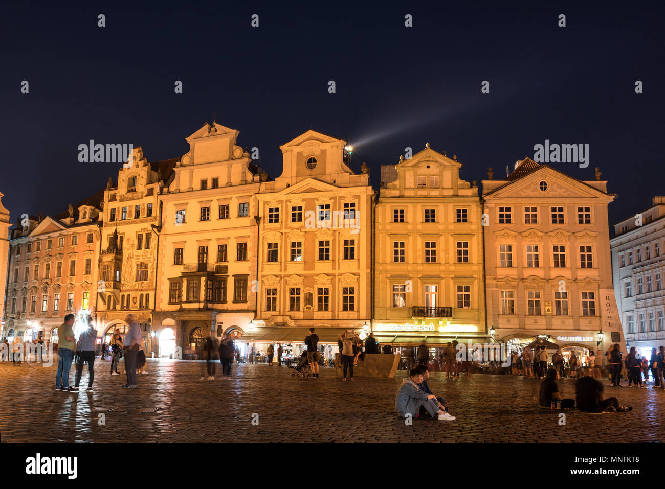 Nacht Blick auf den Altstädter Ring in Prag, Tschechische Republik Stockfoto