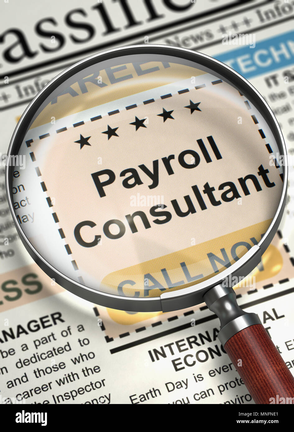 Wir stellen Payroll Consultant. 3D. Stockfoto