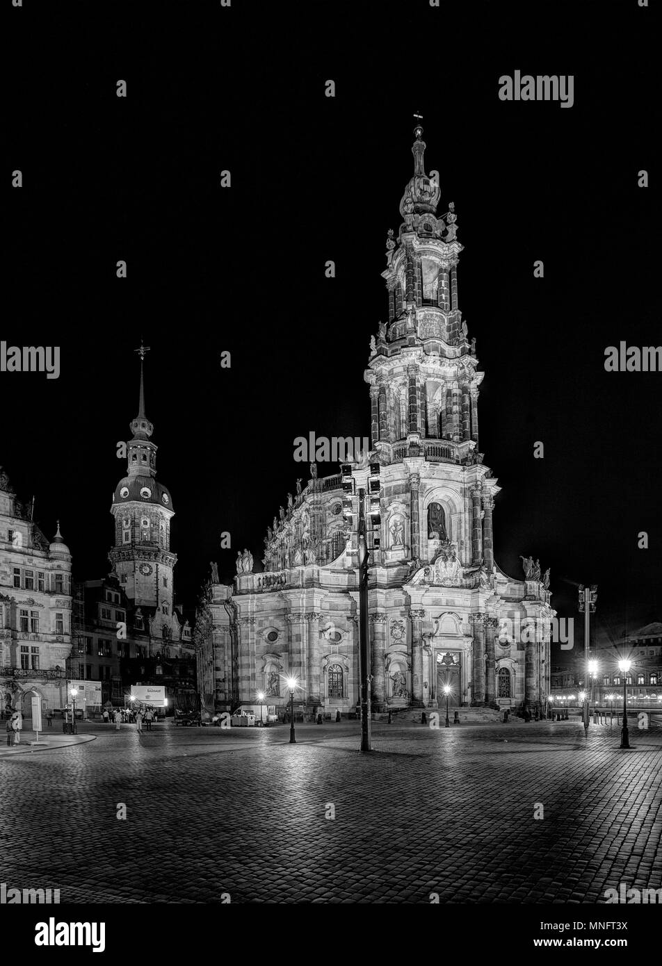 Dresden Kathedrale - Kathedrale der Heiligen Dreifaltigkeit - Katholische Kirche der königlichen Hof von Sachsen - Katholische Hofkirche. Stockfoto