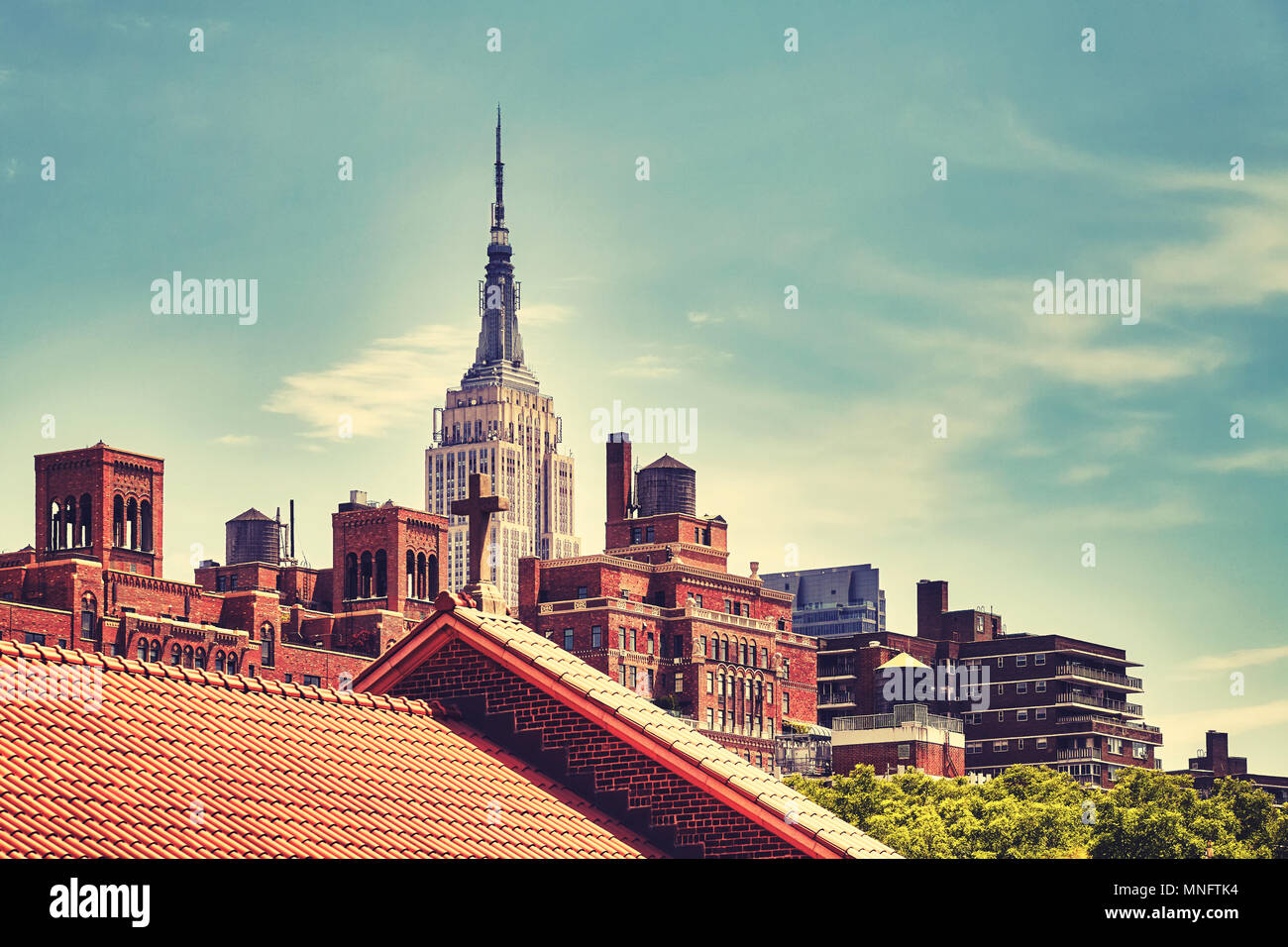 New York City Skyline, Farbe getonte Bild, USA Stockfoto