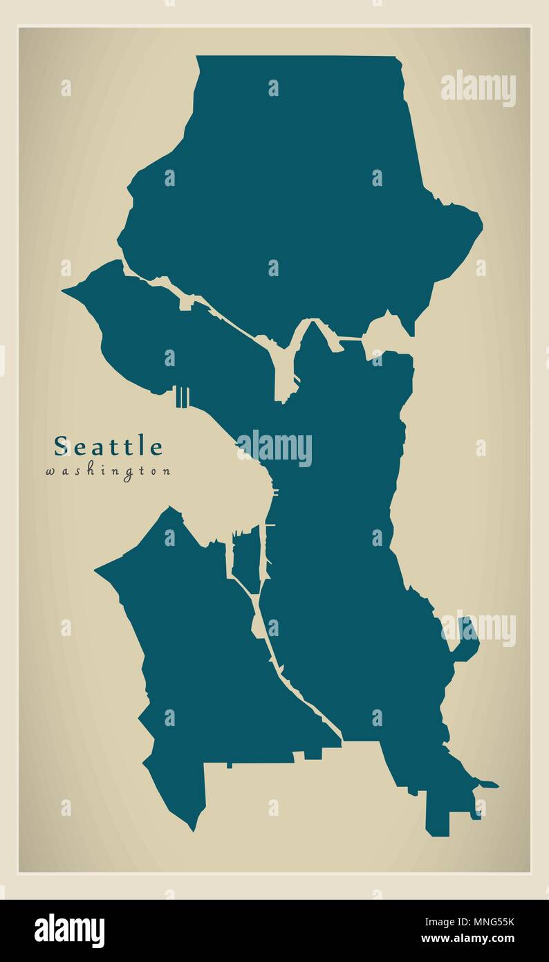 Moderne Stadtplan - Seattle Washington Stadt der USA Stock Vektor