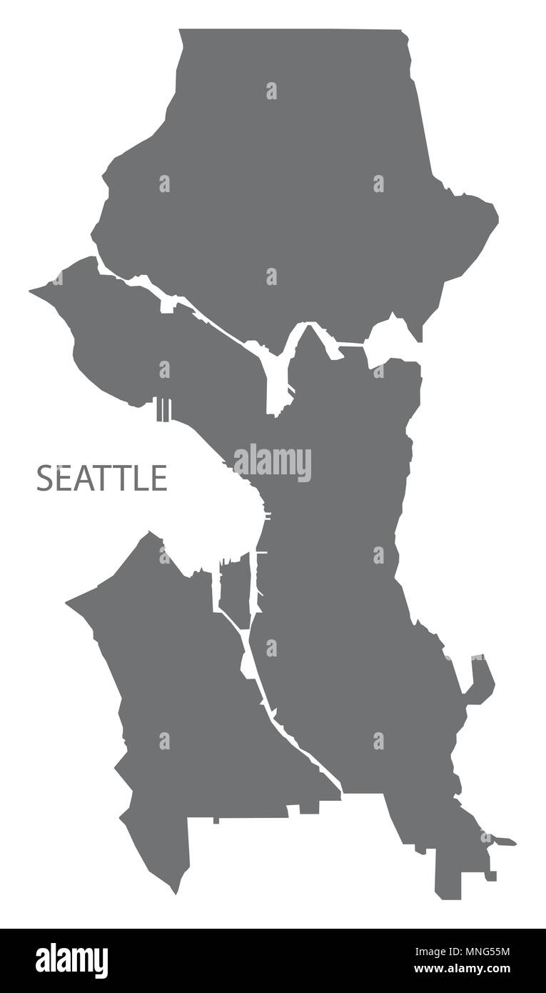 Seattle Washington Stadtplan Grau Abbildung silhouette Form Stock Vektor