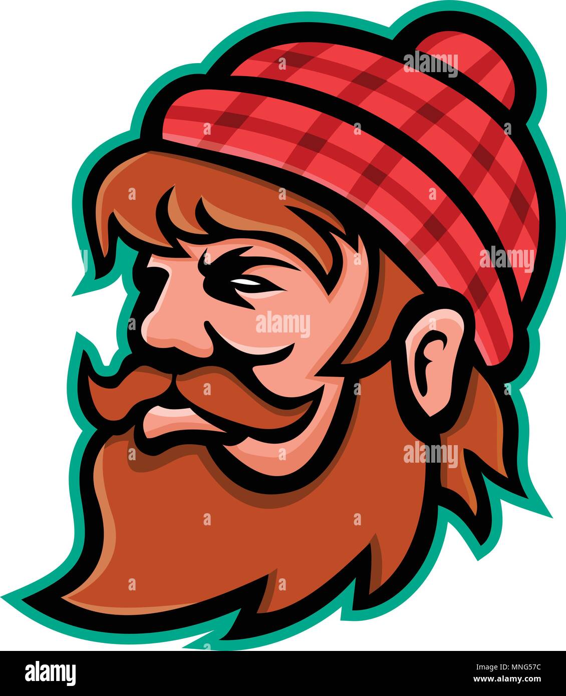 Maskottchen Symbol Abbildung: Leiter Paul Bunyan, einem riesigen holzfäller in der amerikanischen Folklore aus Seite auf isolierten Hintergrund im Retro Stil gesehen. Stock Vektor