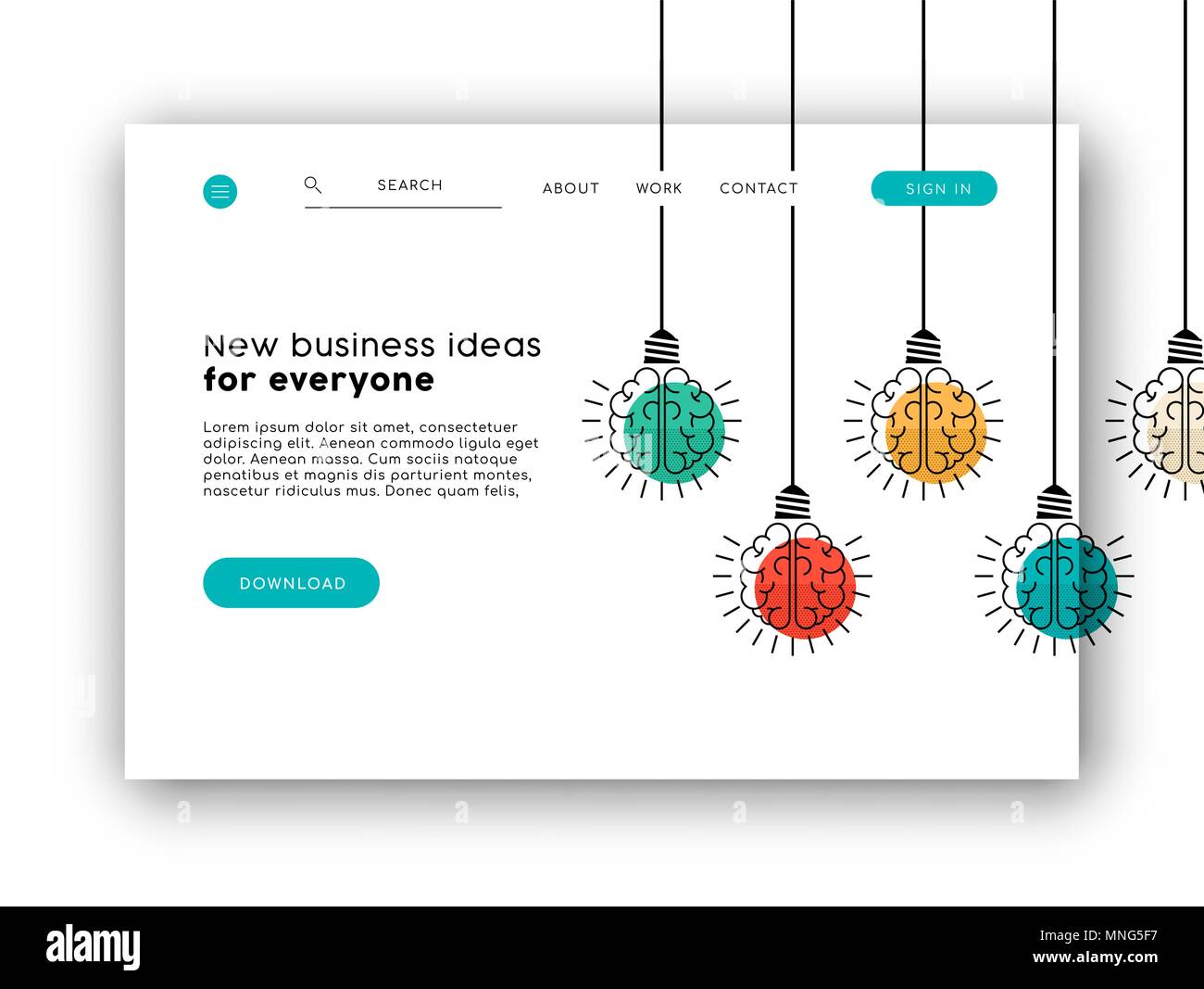 Web landing page für Online App oder Geschäftsideen. Internet Website Layout mit Konzept Hintergrund Abbildung. EPS 10 Vektor. Stock Vektor