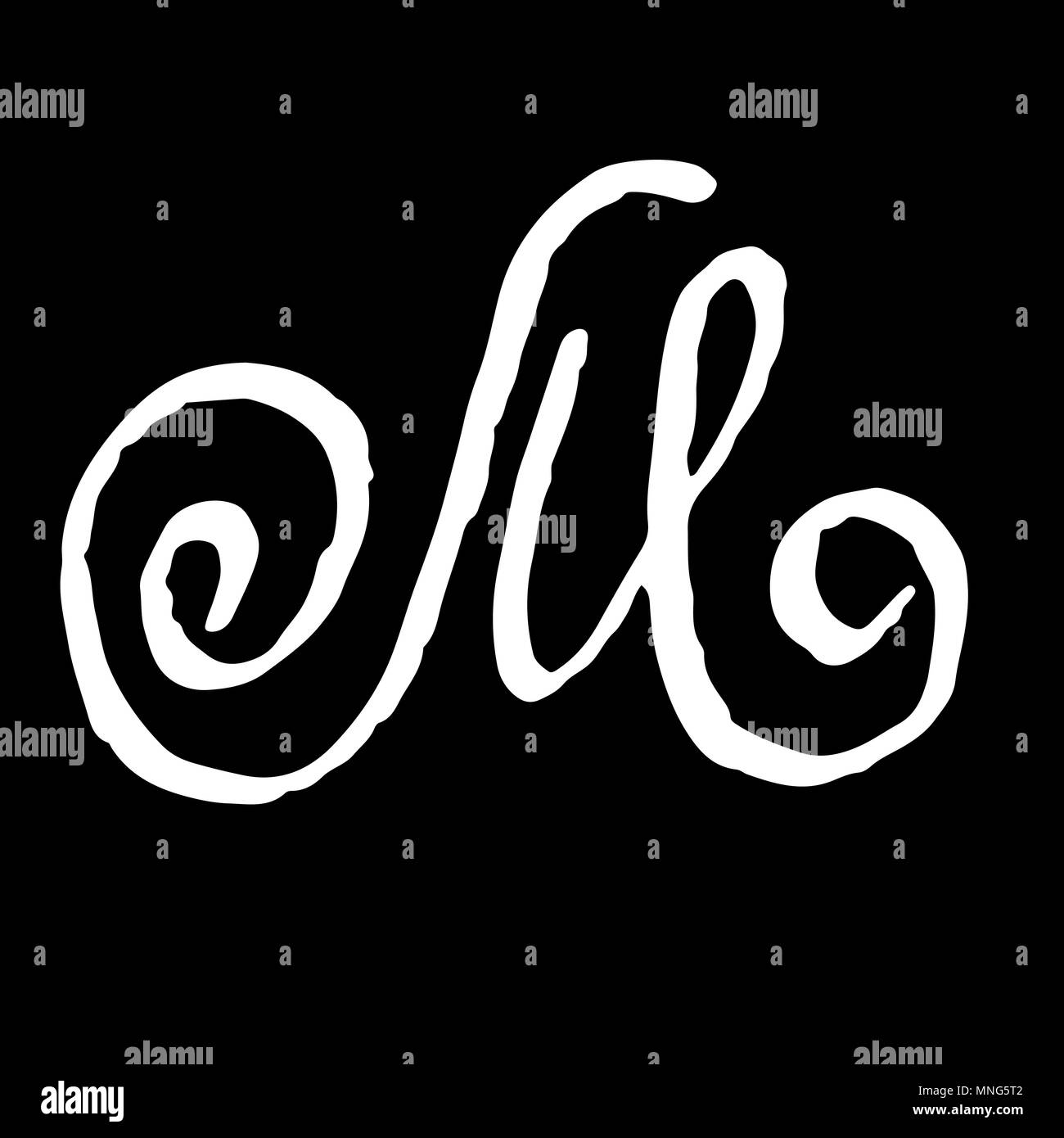 Schreiben M. handschriftlich von trockenen Bürste. Grobe Anschläge texturierte Fonts. Vector Illustration. Eleganter Stil Alphabet. Stock Vektor