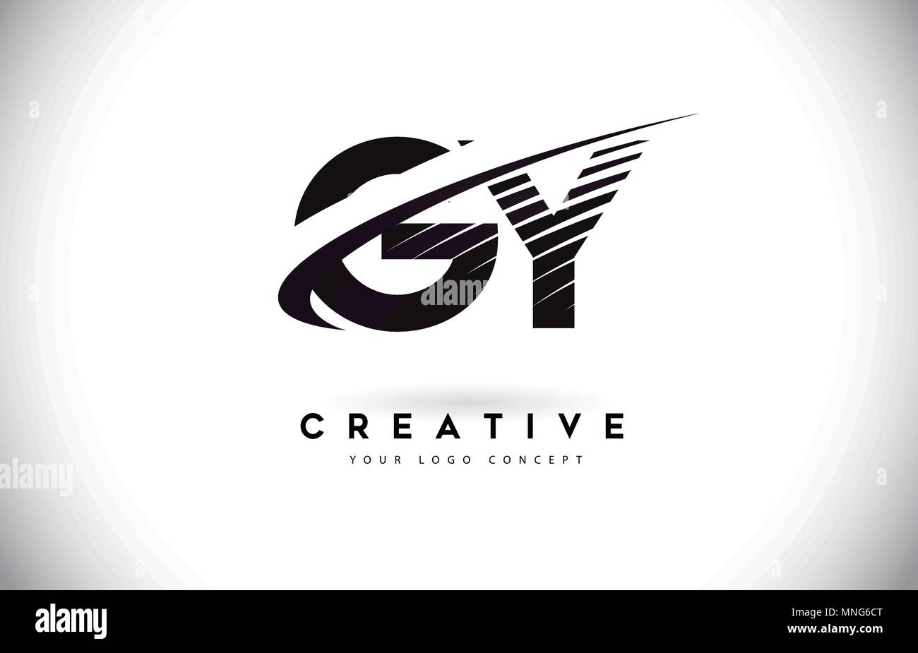 GY G Y Schreiben Logo Design mit Swoosh und schwarze Linien. Modern Creative Zebrastreifen Buchstaben Vektor Logo Stock Vektor