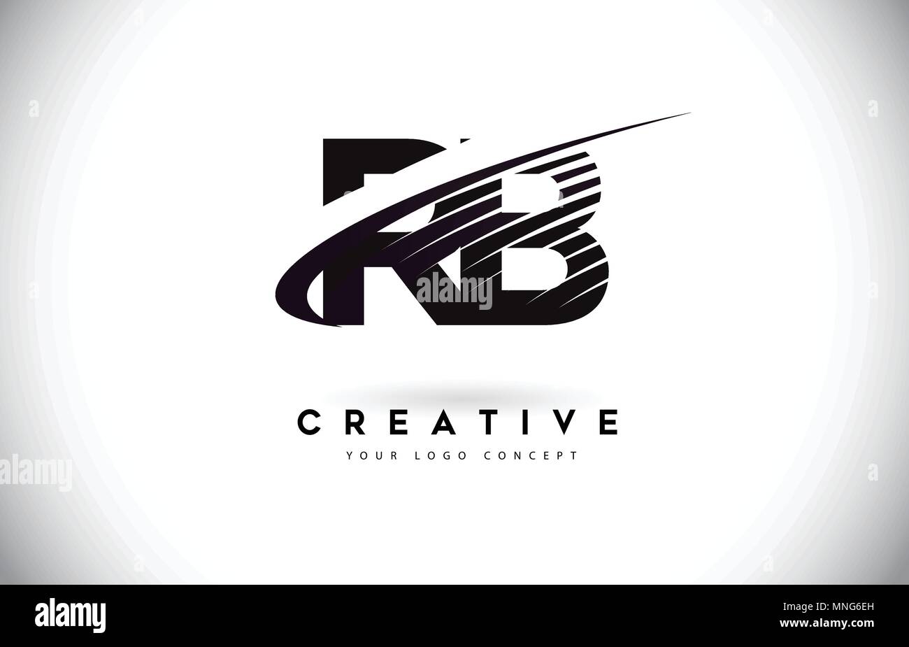 RB R B Schreiben Logo Design mit Swoosh und schwarze Linien. Modern ...