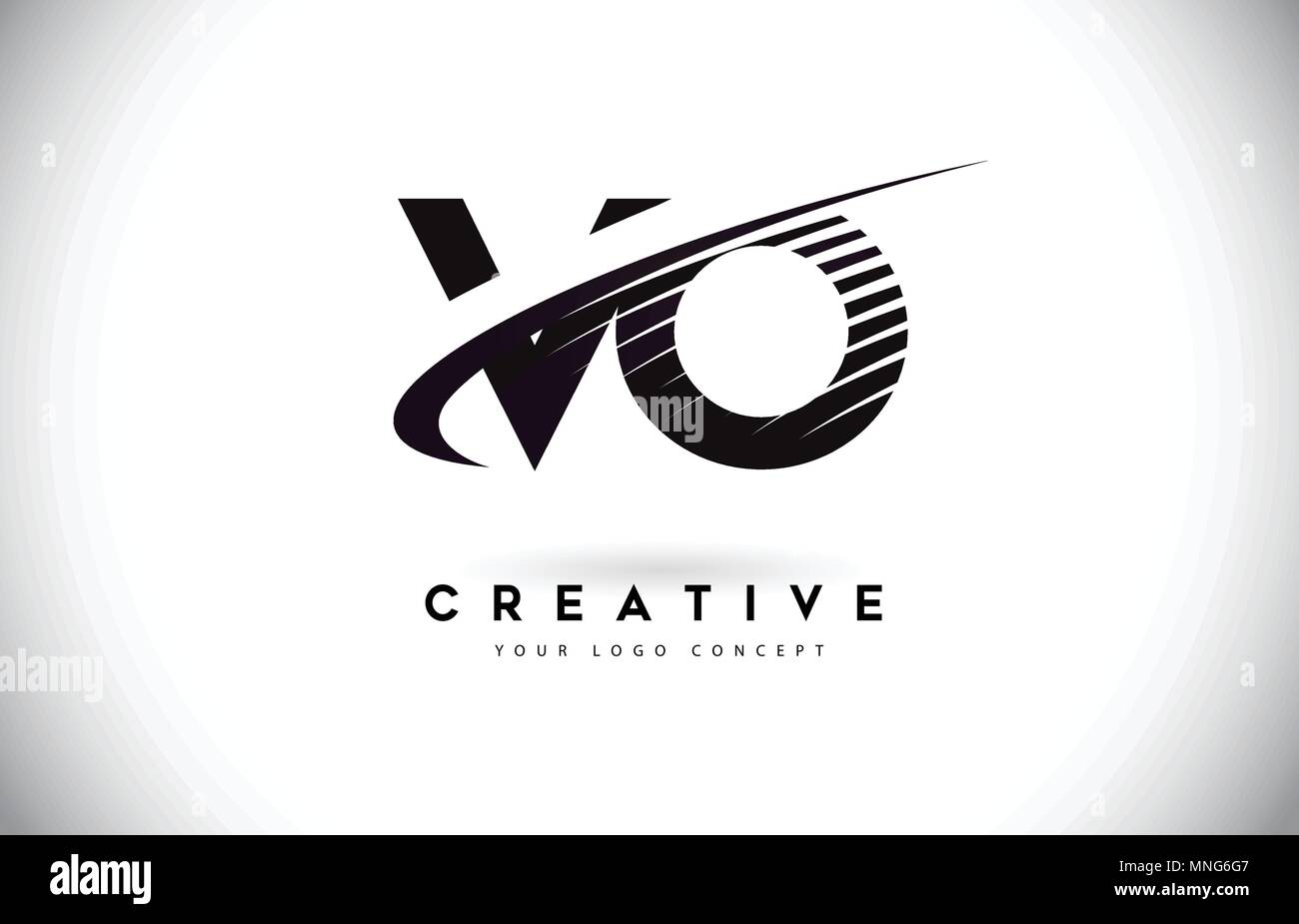 VO V O Schreiben Logo Design mit Swoosh und schwarze Linien. Modern ...