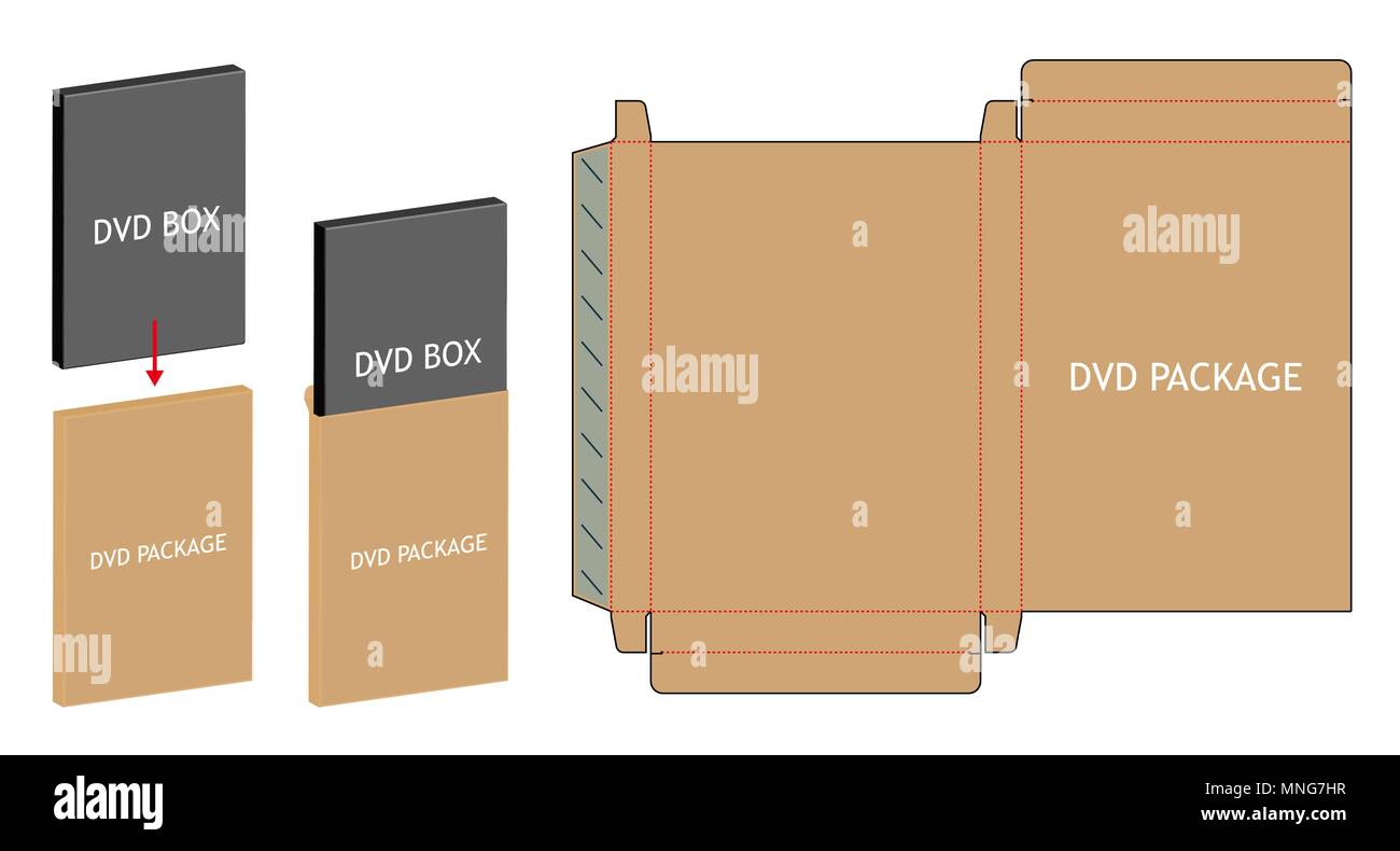 Dvd-Verpackungen aus Papier, die-cut line Vorlage Stock Vektor