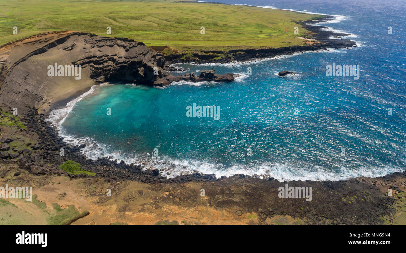 Luftaufnahme von Green Sand Beach Hawaii Stockfoto