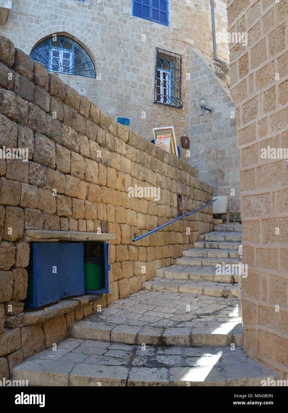 Ein morgendlicher Ausflug in die südliche Wanderung in Tel Aviv. Die Einführung ist vor allem in der Jaffa-Gegend und auf dem Weg findet neben Landschaften zum Meer als auch Stockfoto