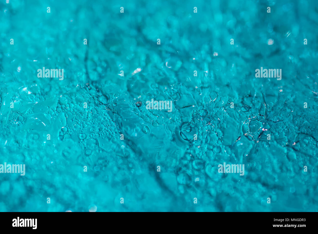 Bubble Abstract Blue Water gel Textur. Viskose petrolatum - Makro Foto. Stockfoto