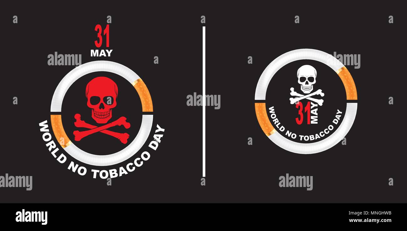 31. Mai Weltnichtrauchertag. Der Tag ist weiter auf die weit verbreitete Prävalenz des Tabakkonsums und negative Auswirkungen auf die Gesundheit zu zeichnen Stock Vektor