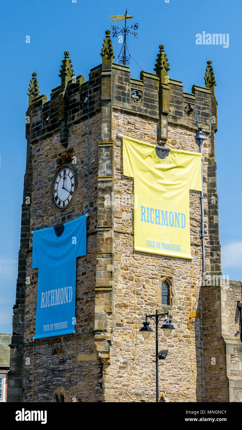 Die grüne Howards Regimental Museum in Richmond, Yorkshire. Zum Start der Tour de Yorkshire 3. Stufe 2018. Stockfoto