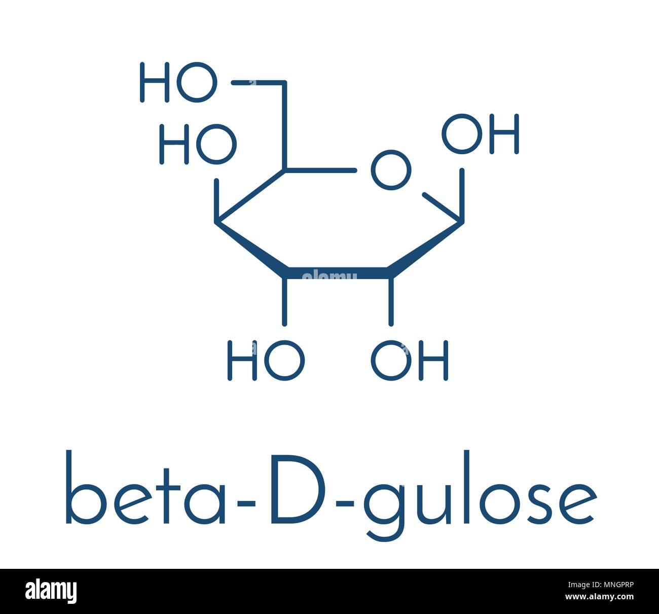 Gulose Molekül (beta-D-gulopyranose Form). Skelettmuskulatur Formel. Stock Vektor
