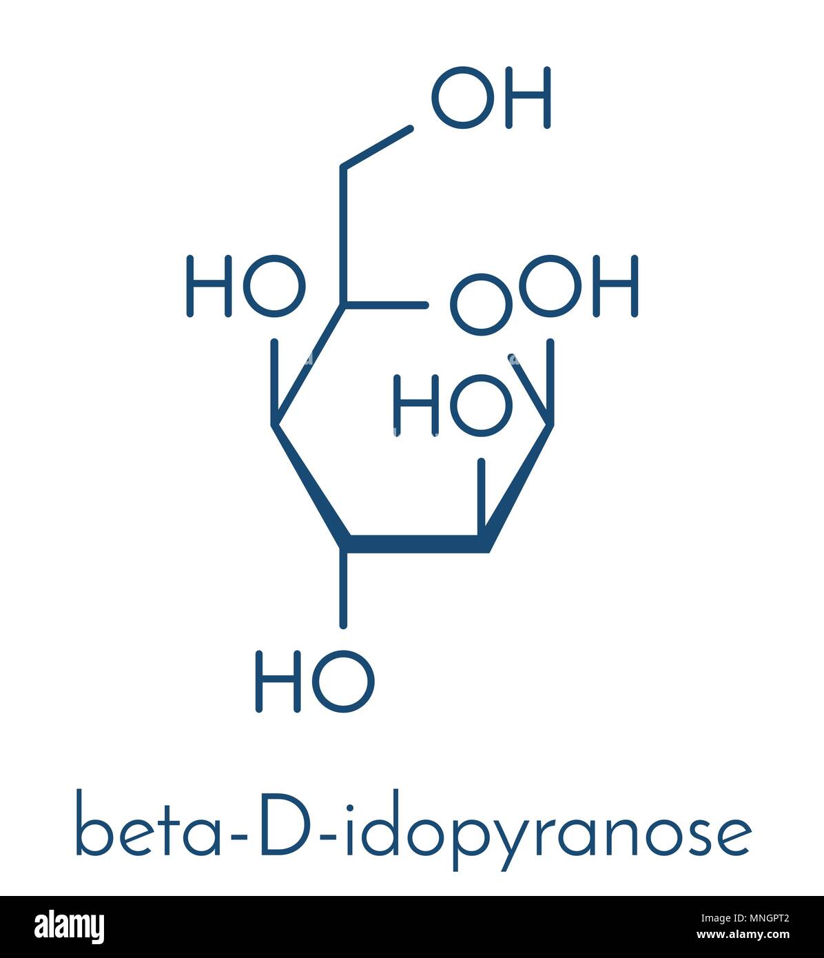 Idose Molekül (beta-D-idopyranose Form). Skelettmuskulatur Formel. Stock Vektor