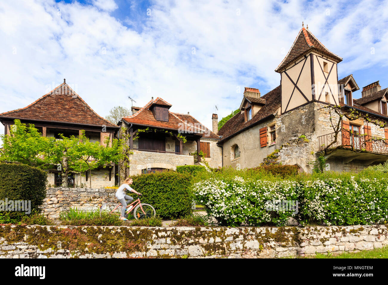 Frankreich, Lot, Quercy, Tal der Dordogne, Loubressac, "Les Plus beaux villages de France (Schönste Dörfer Frankreichs), Häuser in der Me Stockfoto