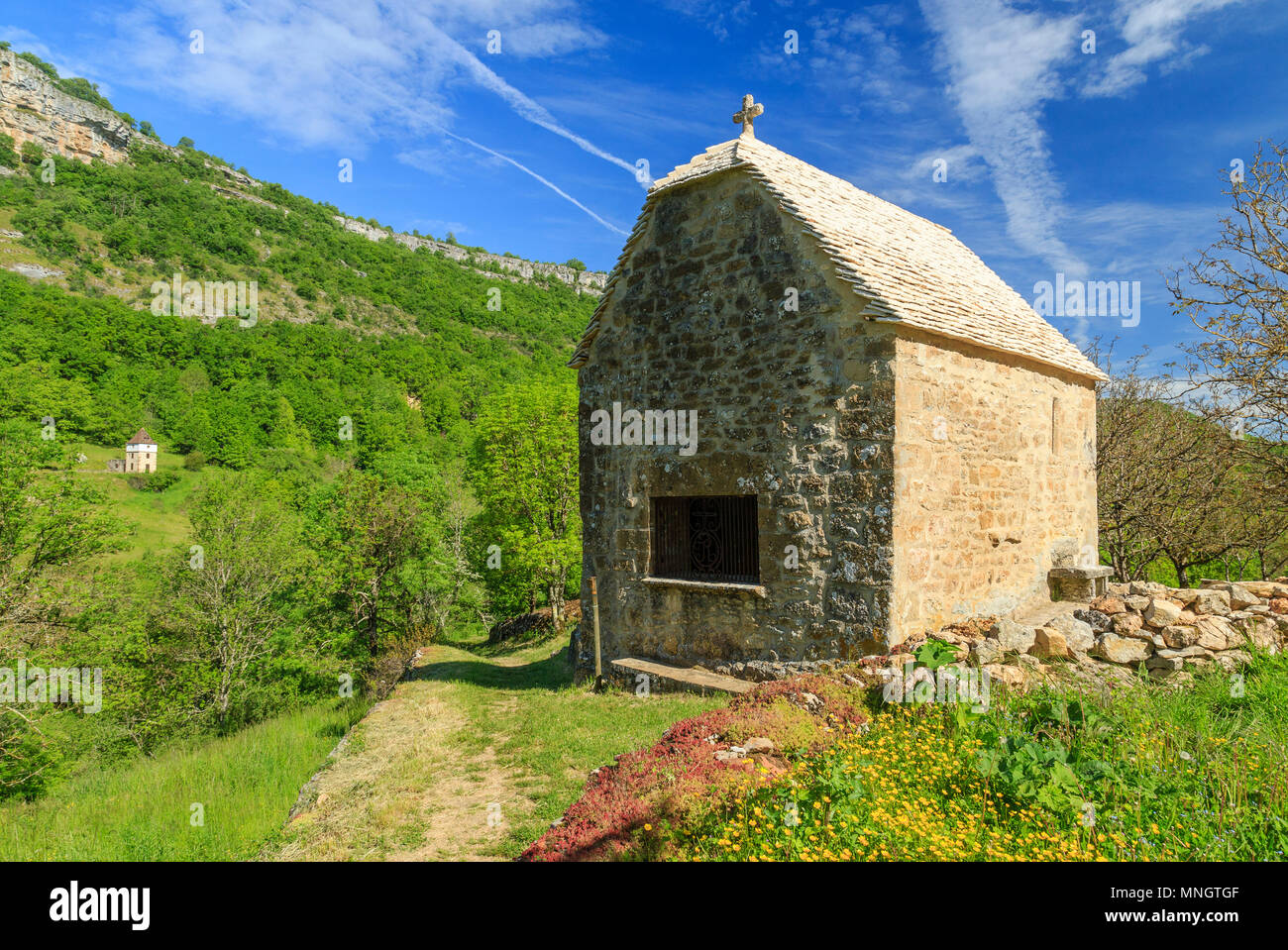 Frankreich, Lot, Haut Quercy, Dordogne Autoire, "Les Plus beaux villages de France (Schönste Dörfer Frankreichs), Saint Roch Cha Stockfoto