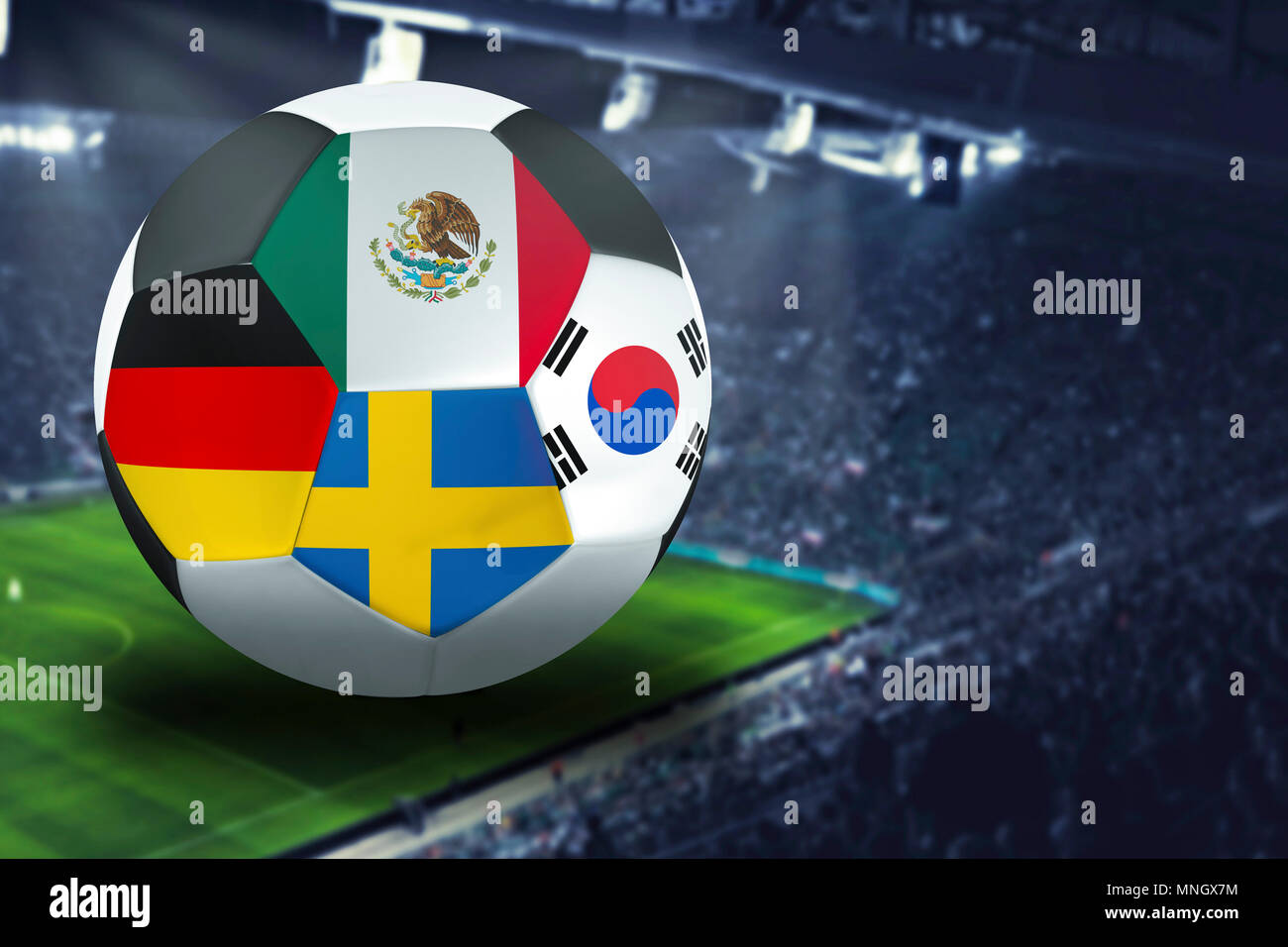 Fußball-WM Gruppe F in Russland: Deutschland, Mexiko, Schweden, Südkorea Stockfoto