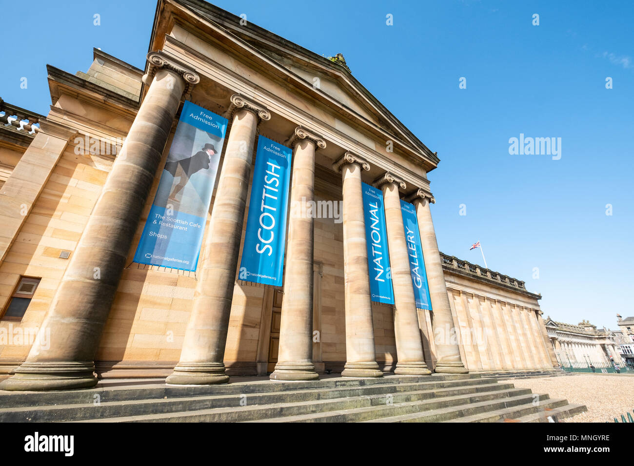 Äußere des Scottish National Gallery, Art Museum, auf dem Damm in Edinburgh, Schottland, Vereinigtes Königreich, UK. Stockfoto
