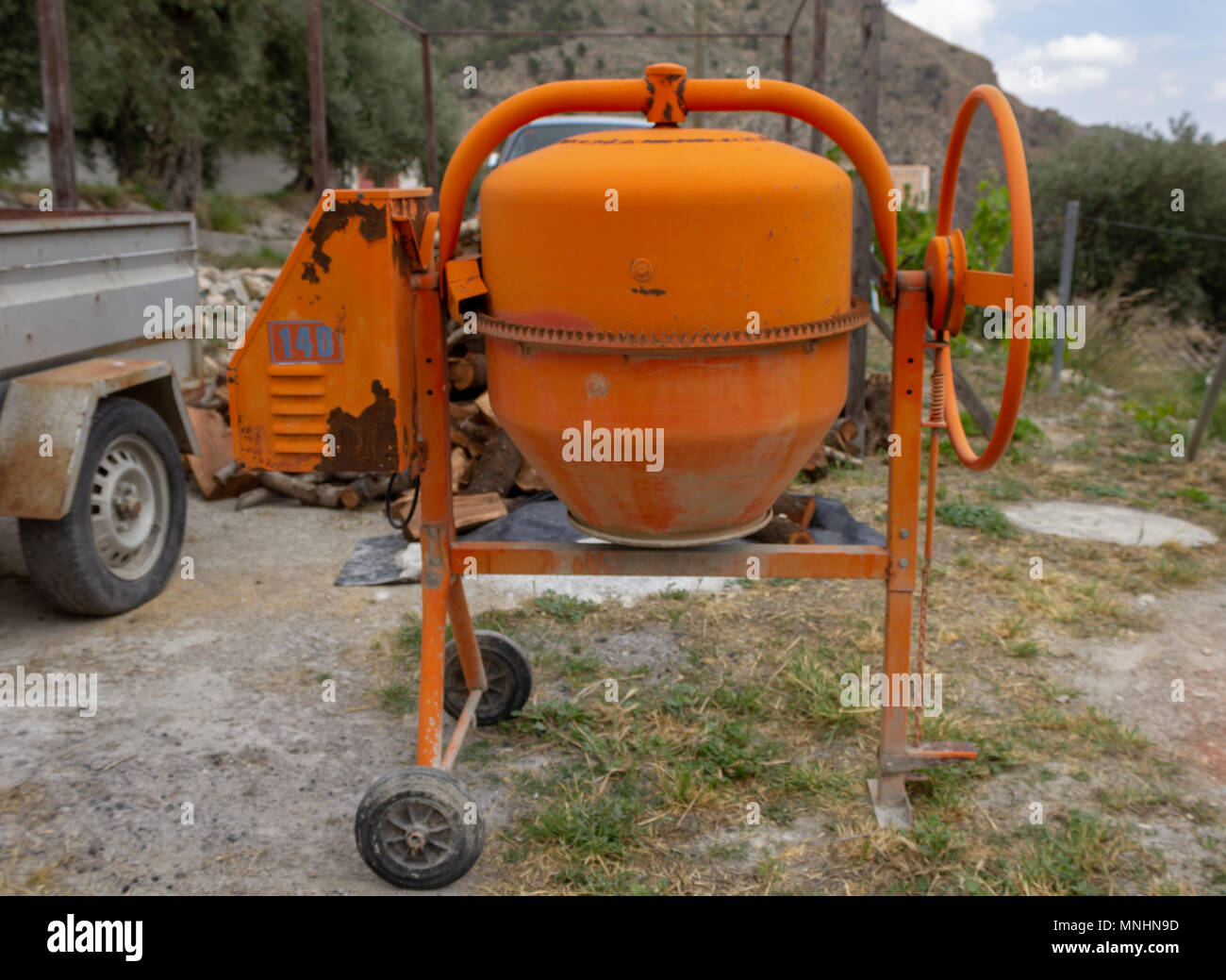 Cement Mixer, Betonmischer, elektrisch angetrieben Stockfoto