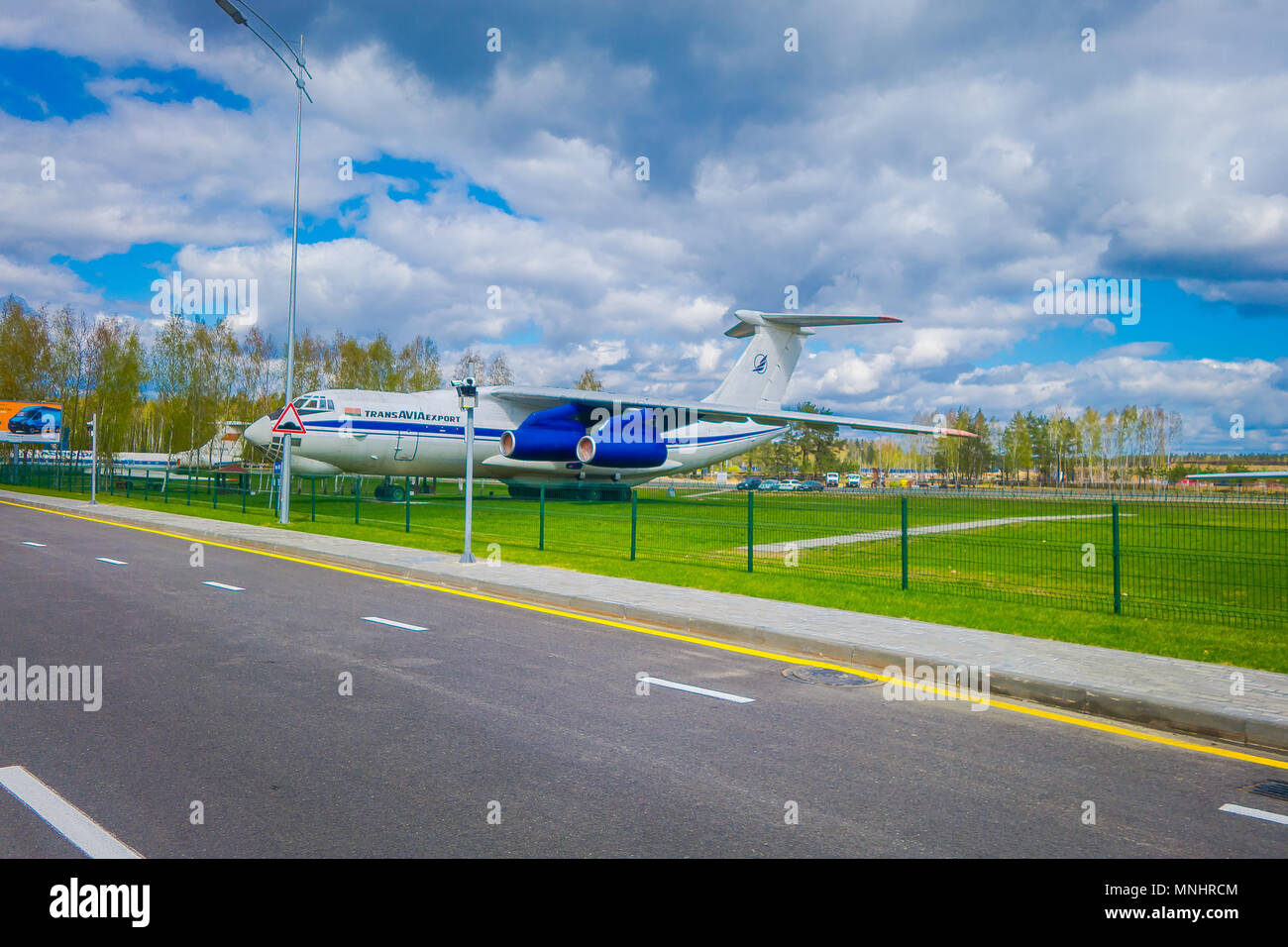 MINSK, Weißrussland - Mai 01, 2018: Air Museum der alten zivile Luftfahrt geben Sie bei der der Flughafen Minsk öffnen. Die Tupolew Tu-134 ist ein 3-Motor airliner in der Sowjetunion gebaut Stockfoto