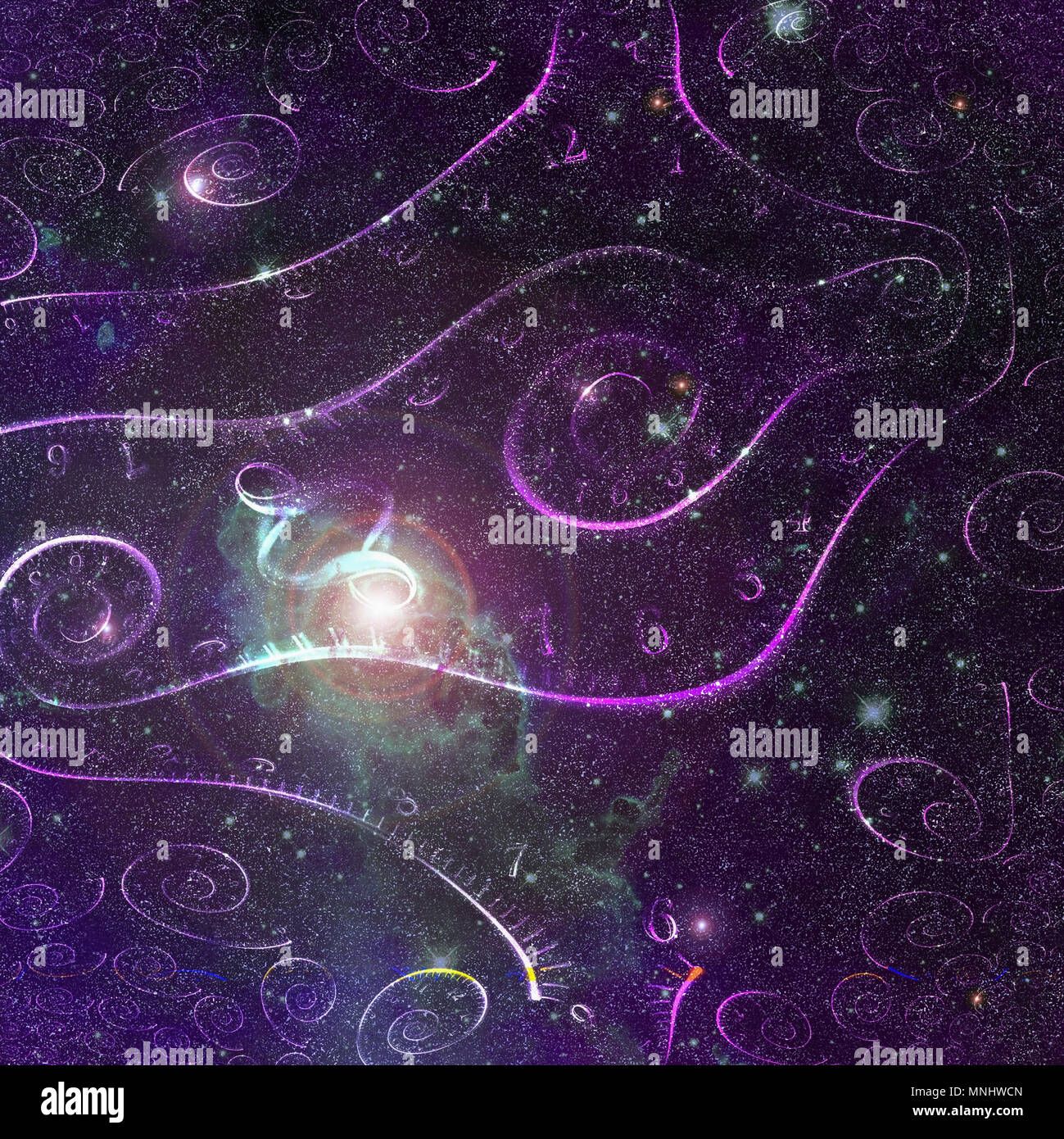 Deep Space mit Spiralen. Nova Star. Stockfoto