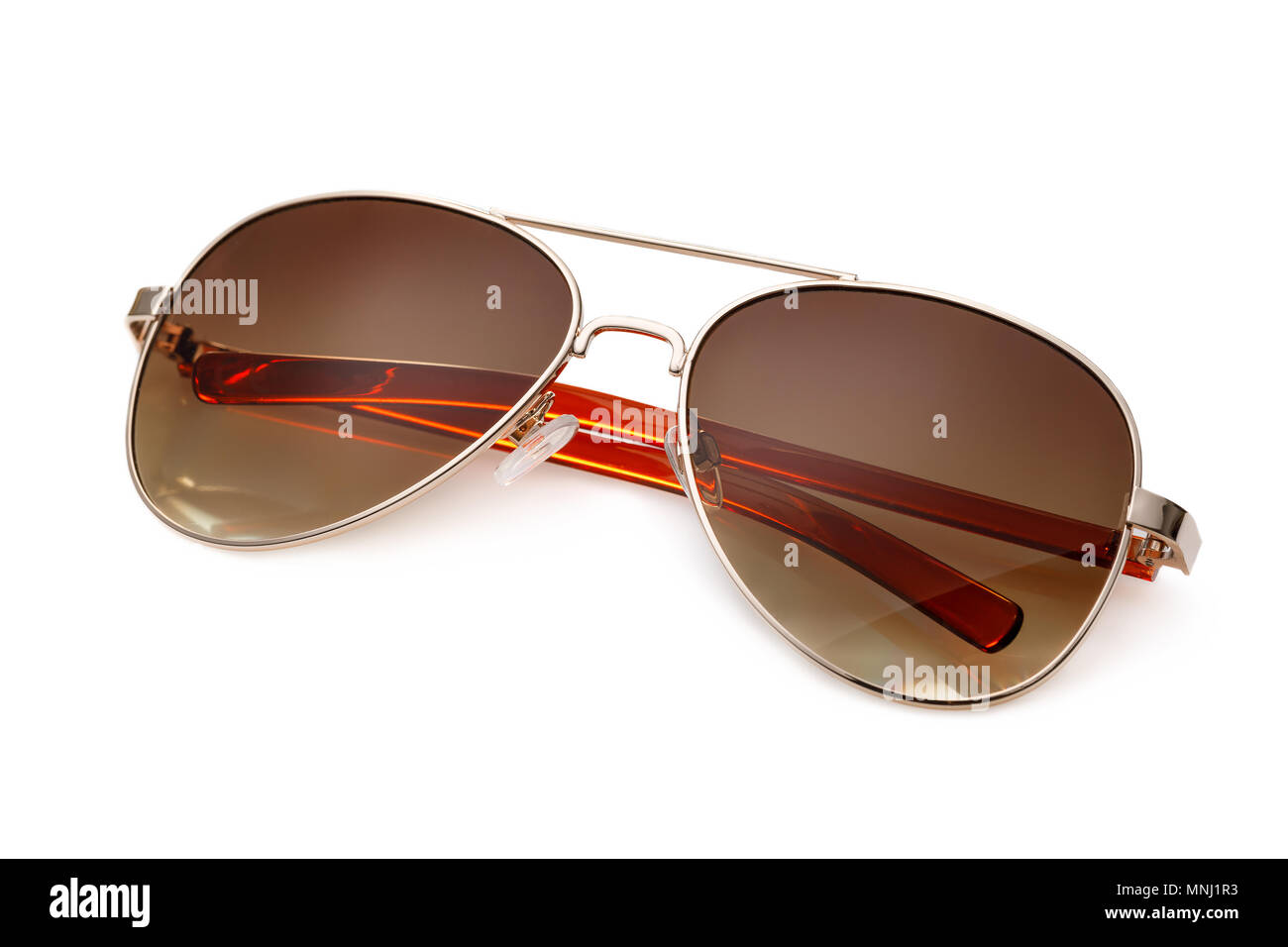 Weibliche Sonnenbrille ohne Namen auf weißem Hintergrund Stockfoto