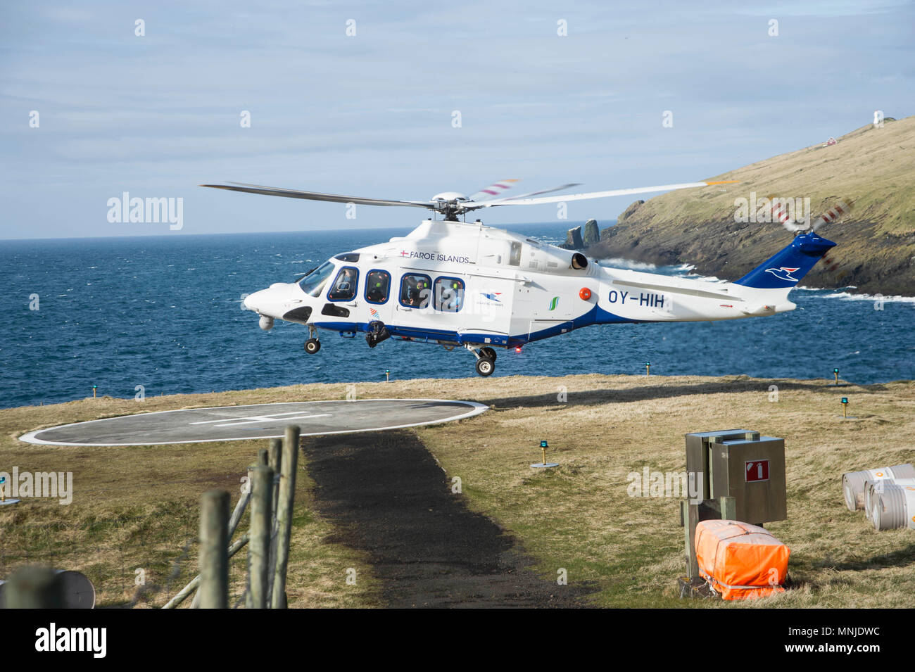Hubschrauberlandeplatz in Färöer Inseln Stockfoto