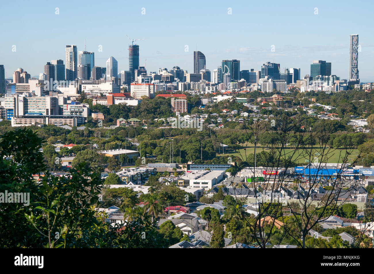 Innenstadt Skyline von Brisbane, der Hauptstadt von Queensland Eildon Hill, Windsor, Queensland, Australien Stockfoto