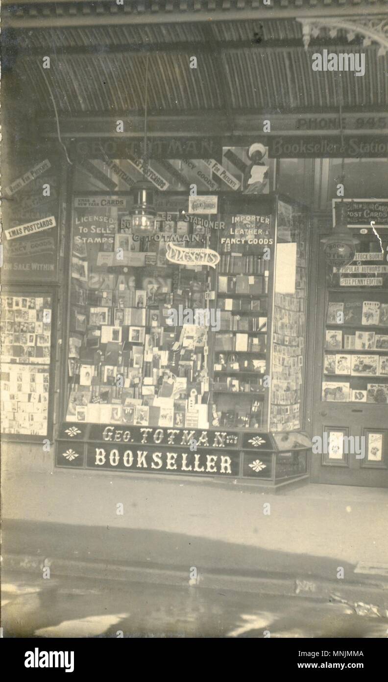 Werbung Postkarte für Geo. Totman, Buchhändlerin Stockfoto