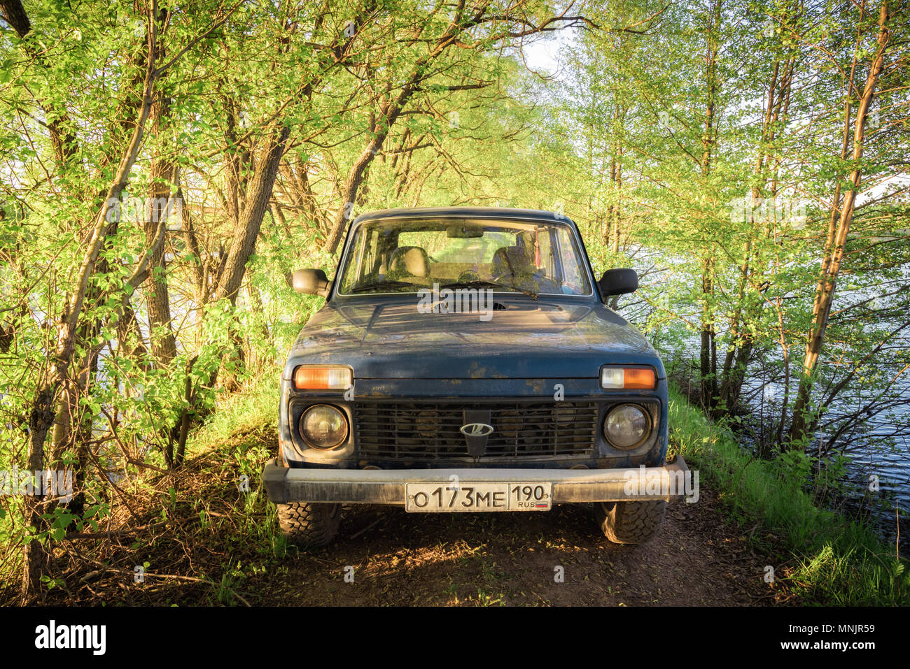 Sowjetischen und Russischen Geländewagen Lada Niva (VAZ 2121 / 21214) Moskau, Russland. 05-11-2018 Stockfoto