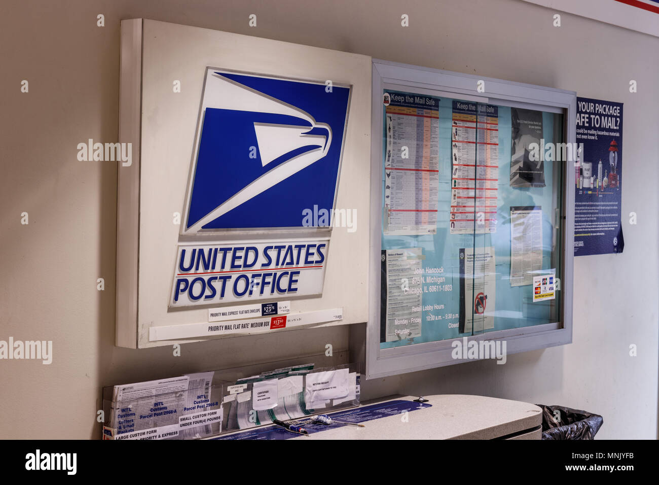 Chicago - ca. Mai 2018: USPS Post Lage. Die USPS ist verantwortlich für die Bereitstellung von E-Mails II. Stockfoto