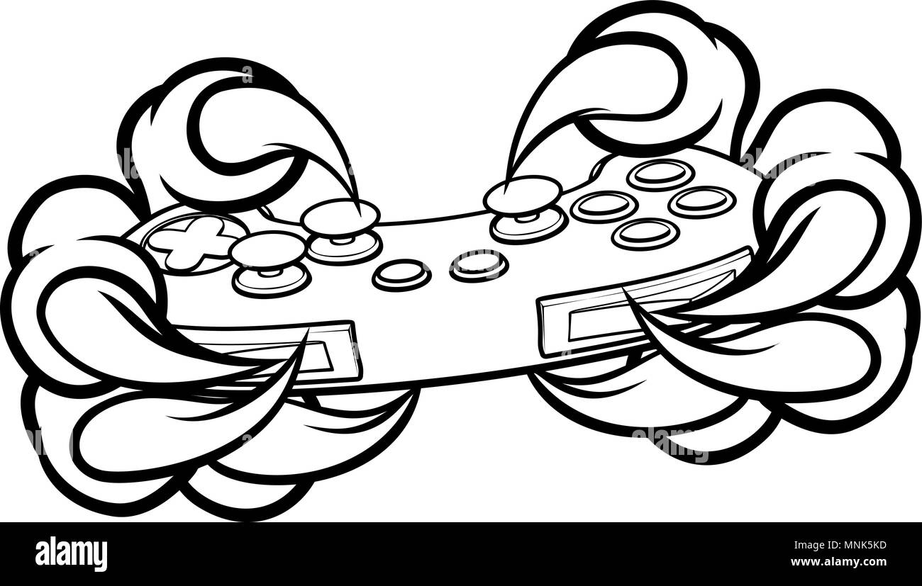Monster-Gamer Krallen halten Spiele-Controller Stock Vektor