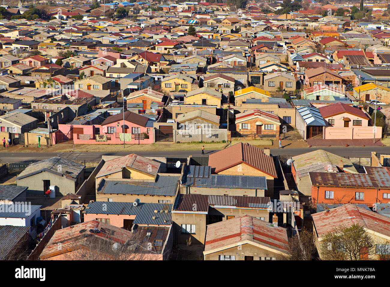Häuser in Soweto Township, Johanesburg Stockfoto