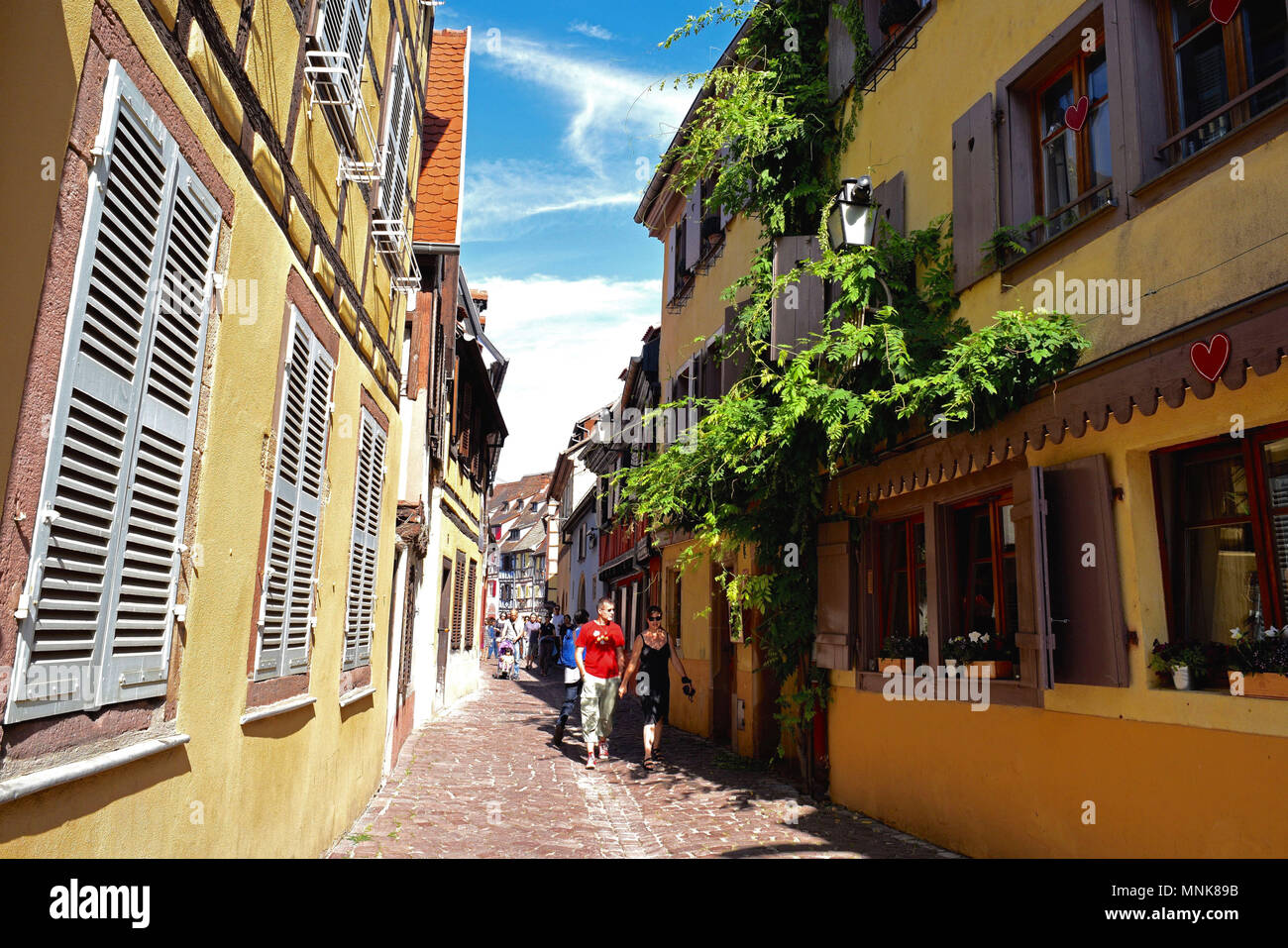 Colmar (nord-östlichen Frankreich): Gasse in der Altstadt Stockfoto