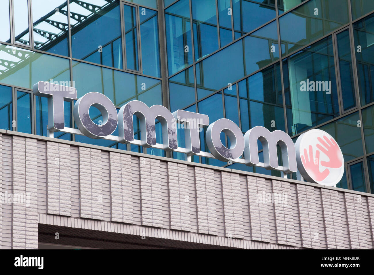 Amsterdam, Niederlande, 13. August 2016: Briefe von Tom Tom auf der Hauptsitz von Tom Tom in Amsterdam Stockfoto