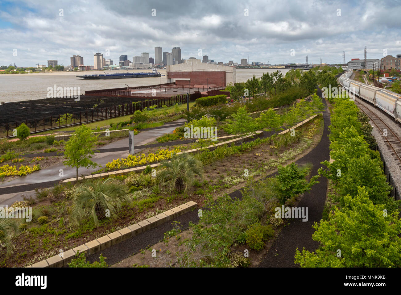 New Orleans, Louisiana - Crescent Park, entlang des Mississippi River. Stockfoto