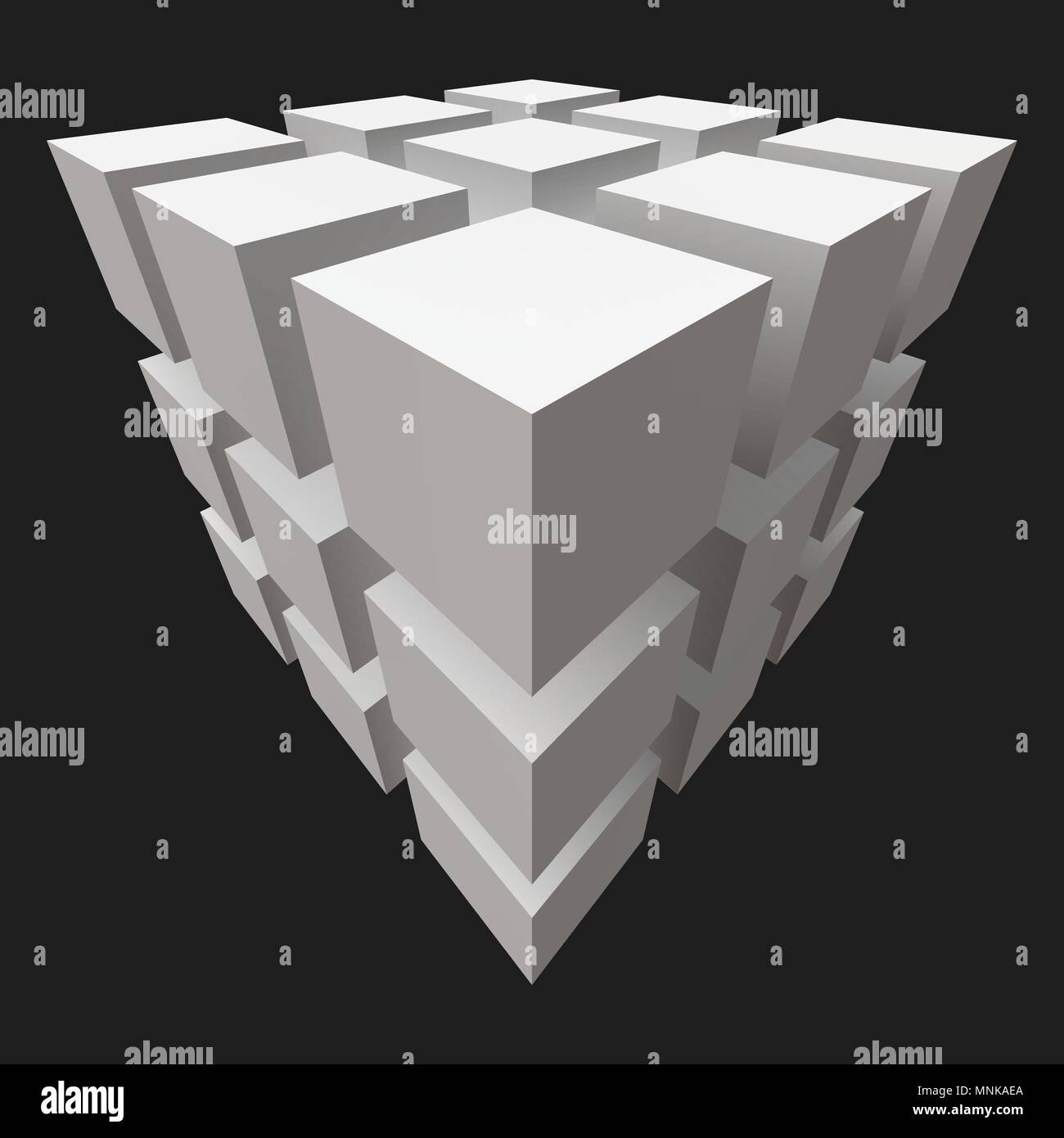 Big cube mit kubischen Schnitte. Weitwinkelaufnahme. Stock Vektor