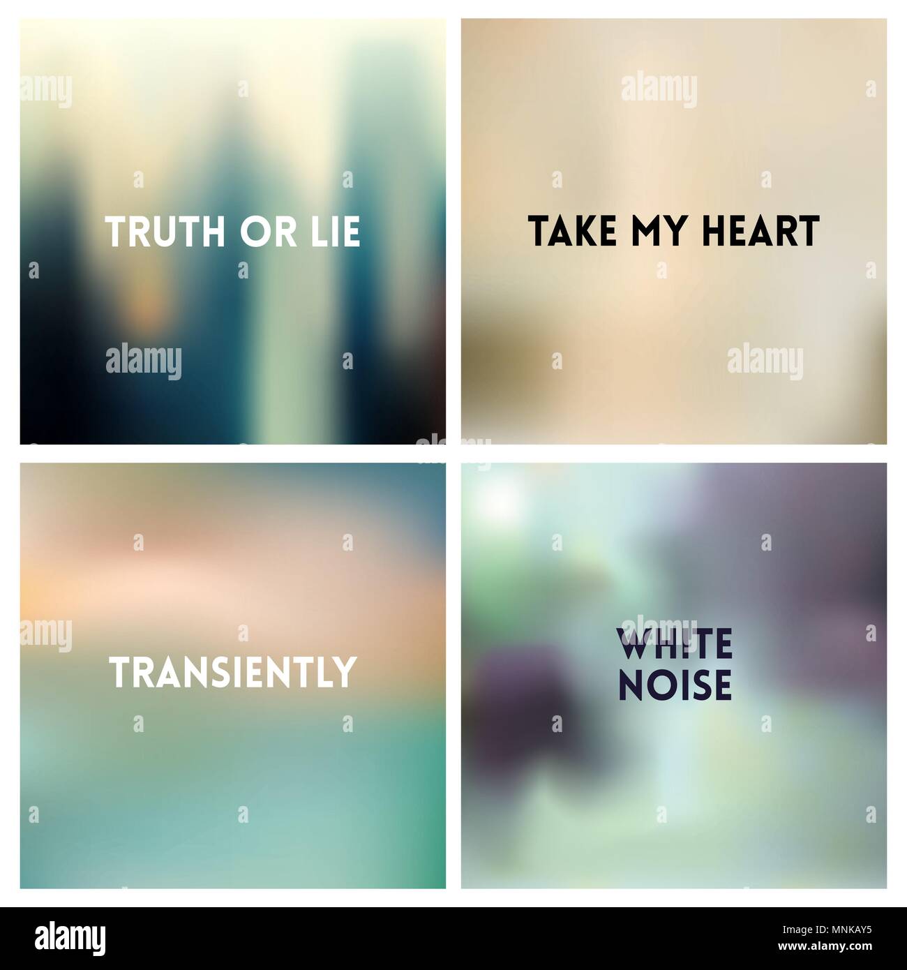 Abstract vector Natur verschwommenen Hintergrund gesetzt. Platz unscharfen Hintergründen - Himmel Wolken Meer Ozean grün Farben Stock Vektor