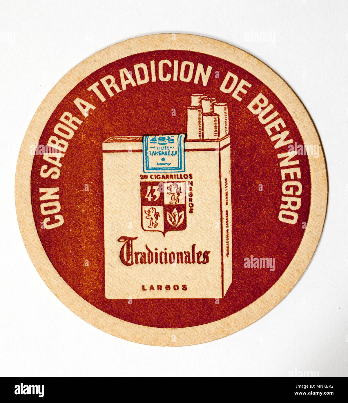 Vintage Bierdeckel Werbung Tradicionales Zigaretten Stockfoto