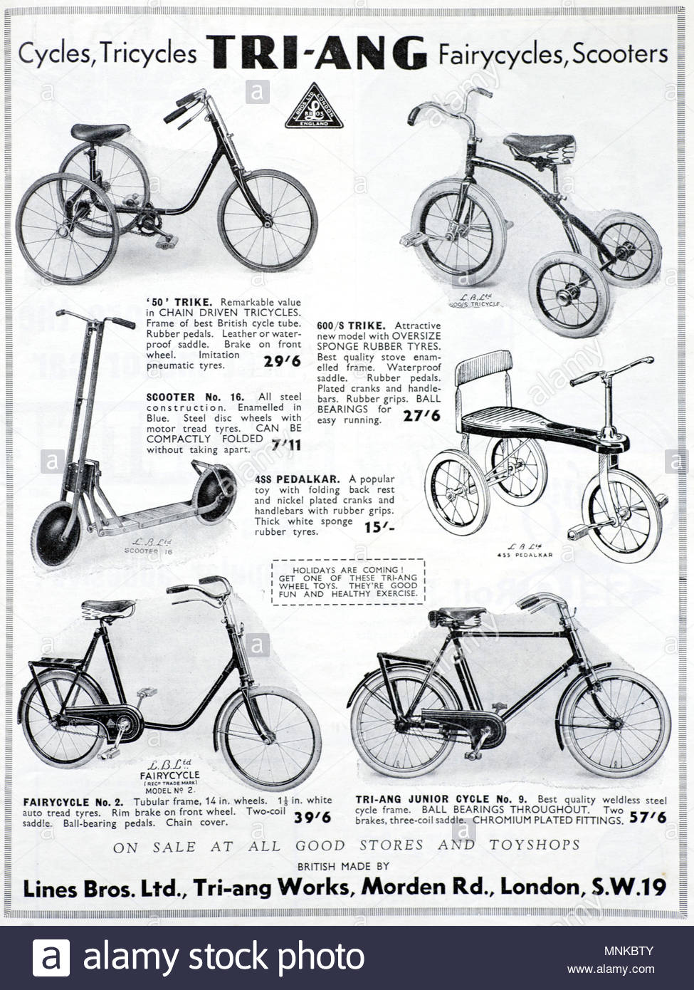 TRI-ang, Vintage Werbung von 1934 Stockfoto