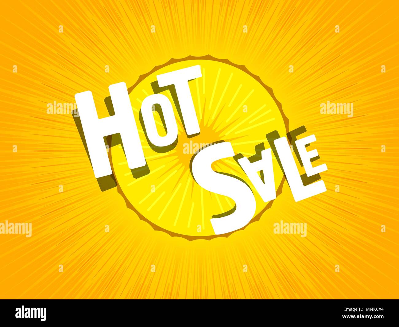 Hot Sale. Poster für Geschäfte. Hintergrund Ananas oder Sun. Angebote und saisonale Angebote Stock Vektor
