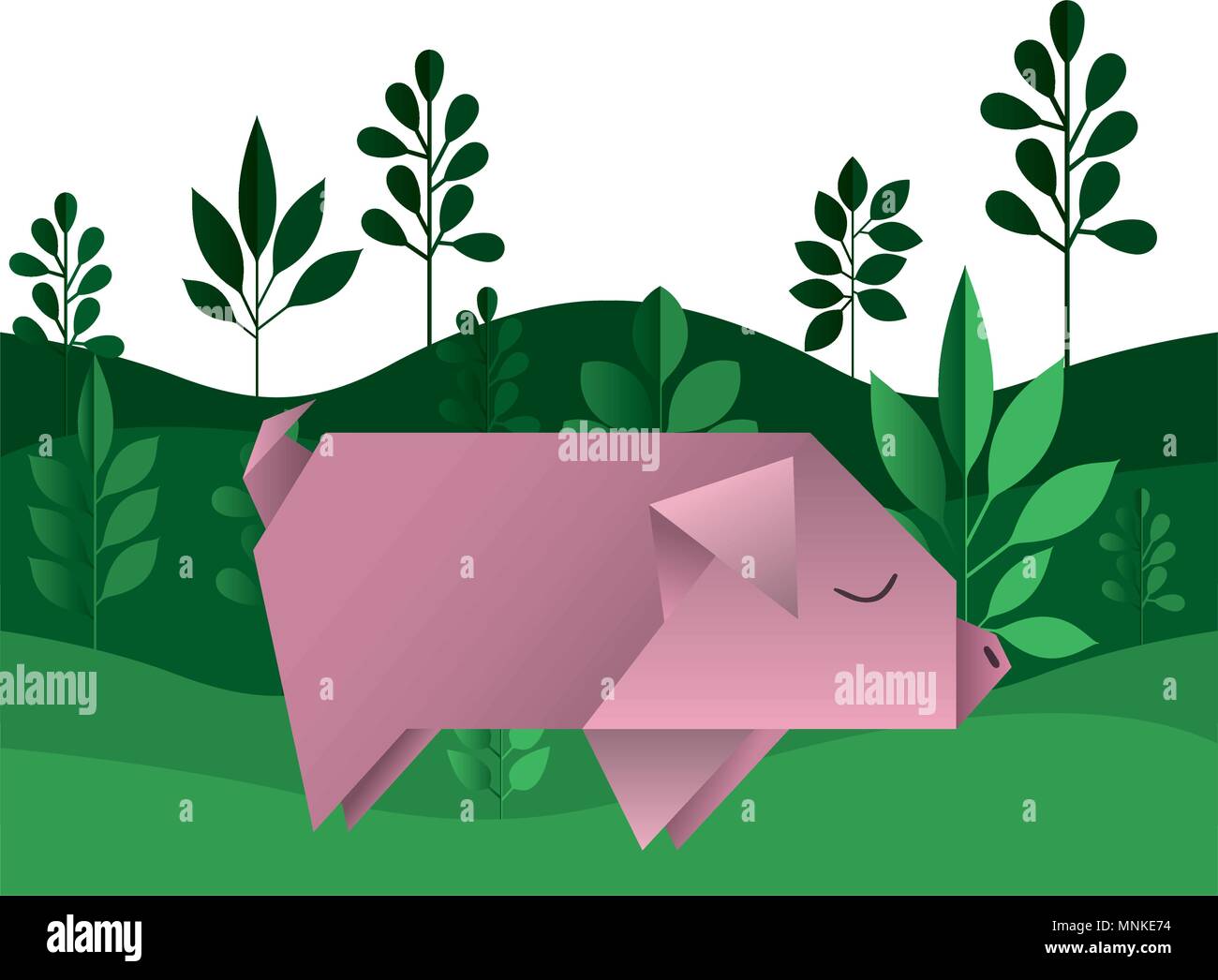 Schwein origami Papier in das Feld Stock Vektor