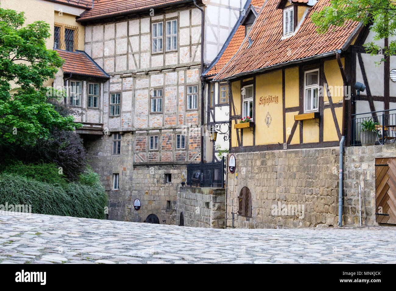 Historische Altstadt von Quedlinburg Harz Stockfoto