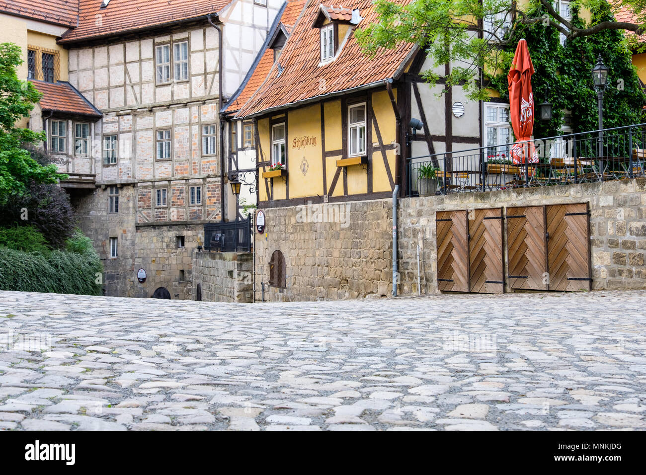 Historische Altstadt von Quedlinburg Harz Stockfoto