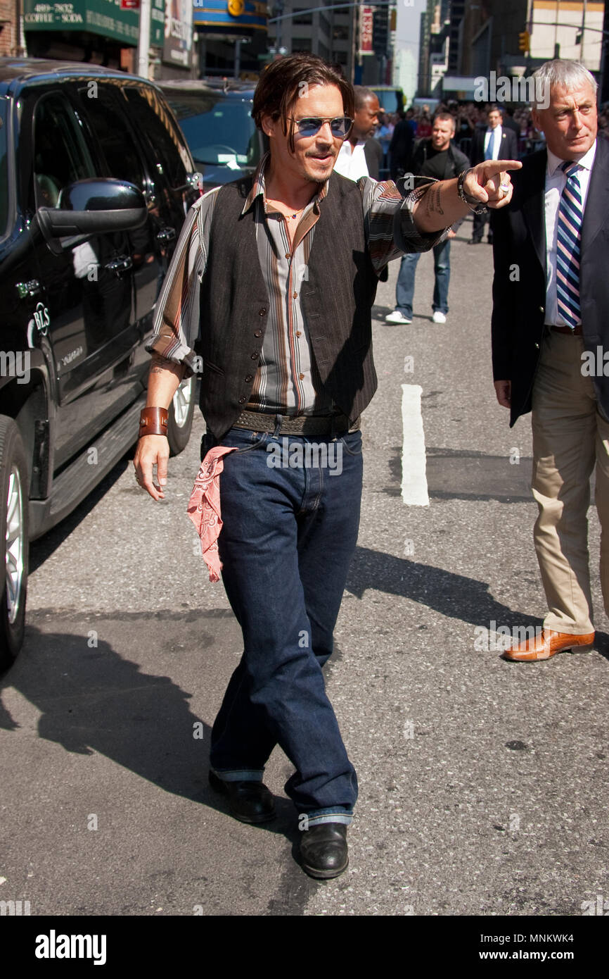 Johnny Depp visits Late Show mit David Letterman bei den Ed Sullivan Theater am 25. Juni 2009 in New York City. Stockfoto