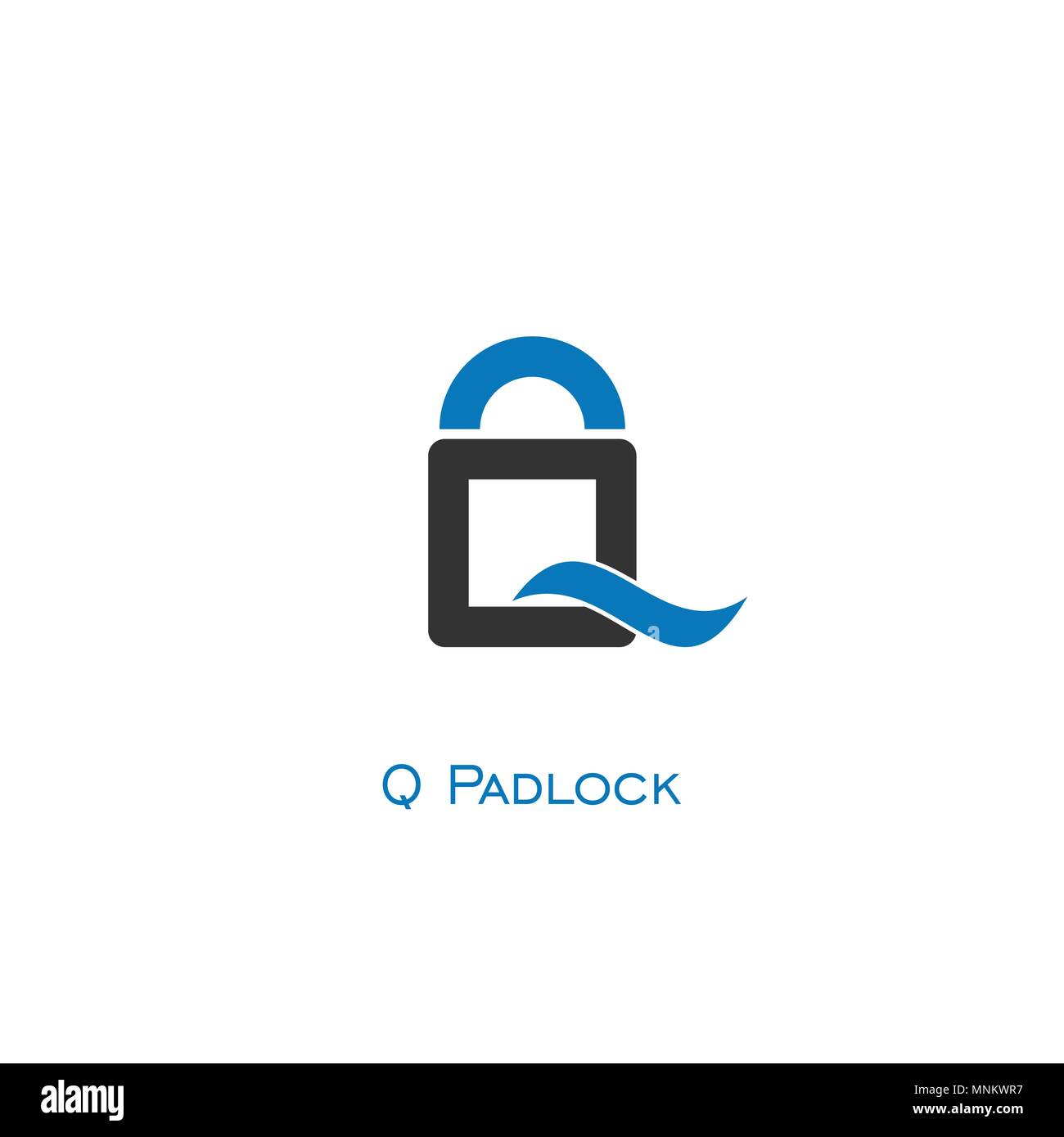 Vorhängeschloss logo, Q schreiben Logo Design. Stock Vektor