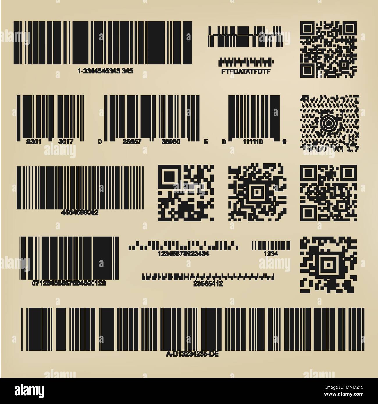 Set oder 3D-Codes. Qr-Codes und Barcodes. Digitalen Zahlung und Informationen Datenbeschriftungen Stock Vektor